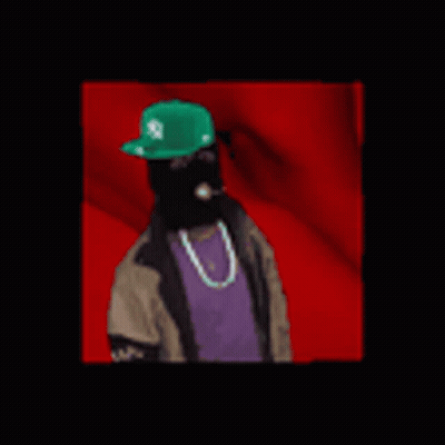 Man In Mask And Green Hat With Letter S GIF