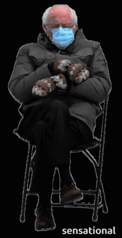 Man In Mask And Mittens Sitting In Chair GIF