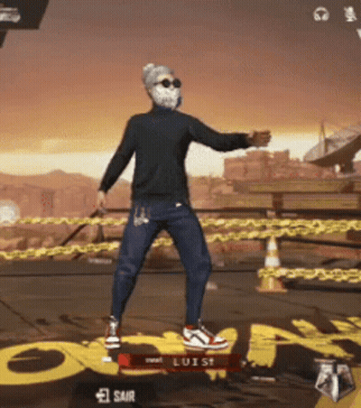 Man In Mask And Sunglasses On Yellow Sign Luist GIF