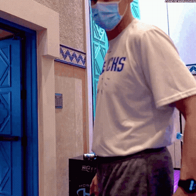 Man In Mask And T-Shirt Saying Echs GIF