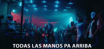 Man In Mask Dancing With Todas Las Manos Pa Arriba GIF