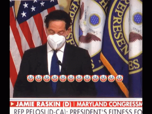Man in Mask Giving Speech in Front of Maryland Flag