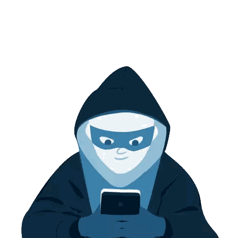 Man In Mask Holding Cell Phone Unusual Content Sticker