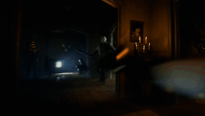 Man In Mask Holding Flashlight GIF