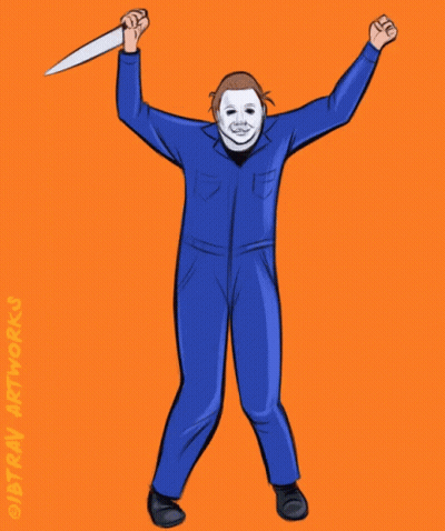 Man In Mask Holding Knife IBTNetwork GIF