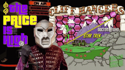 Man In Mask Holding Microphone In Front Of Sign Saying The Price Is High GIF