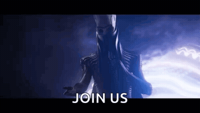 Man In Mask Standing In Dark Saying Join Us GIF