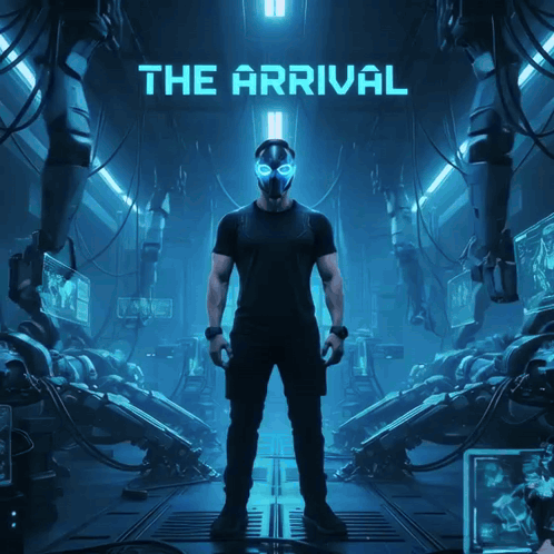 Man in Mask Stands in Room Saying The Arrival