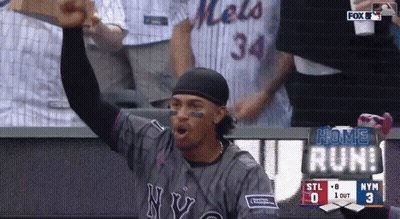 Man In Mets Jersey Fist Pump GIF