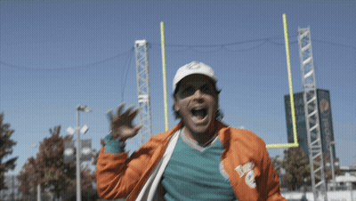 Man In Miami Dolphins Jacket And Hat GIF