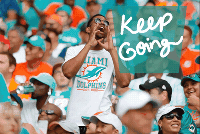 Man In Miami Dolphins Shirt Shouting In Crowd GIF