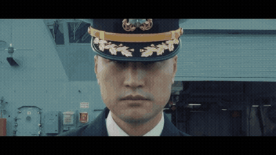 Man In Military Hat With Leaves GIF