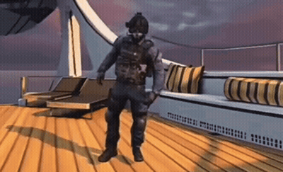 Man In Military Uniform Dancing On Boat Deck GIF