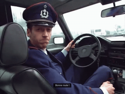 Man In Military Uniform Driving Car Bonne Route GIF