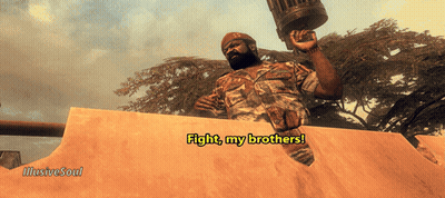 Man In Military Uniform Holding Cannon Says Fight My Brothers GIF