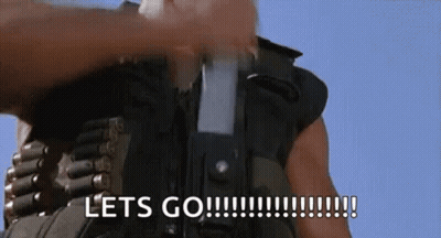 Man in Military Uniform Holding Gun Saying Let's Go
