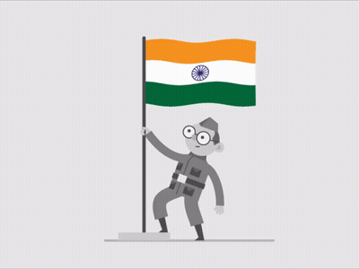 Man In Military Uniform Holding Indian Flag GIF