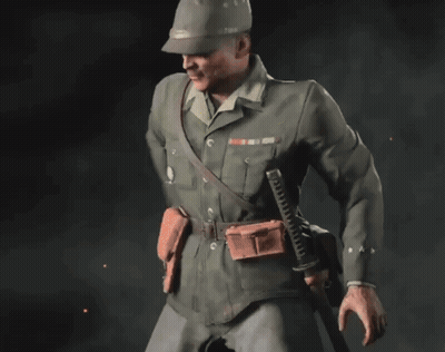 Man In Military Uniform Holding Sword GIF