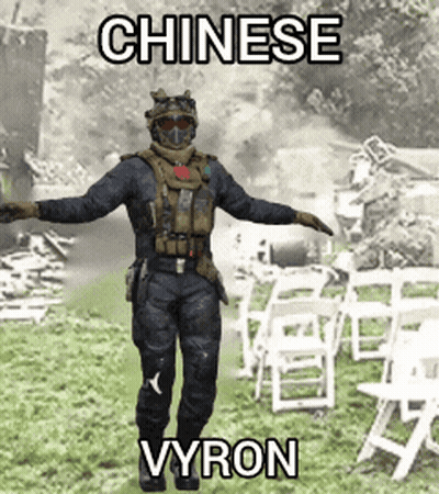 Man In Military Uniform In Front Of White Chairs Saying Chinese Vyron GIF