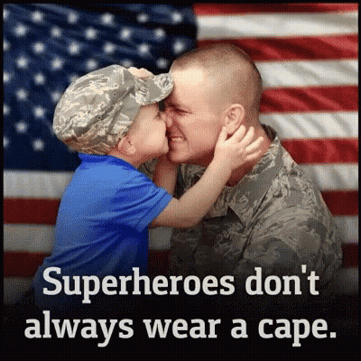 Man In Military Uniform Kissing Boy GIF