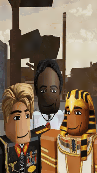 Man In Military Uniform Next To Pharaoh And Man In White Shirt GIF