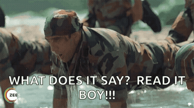 Man In Military Uniform Push Ups Water Read It Boy GIF