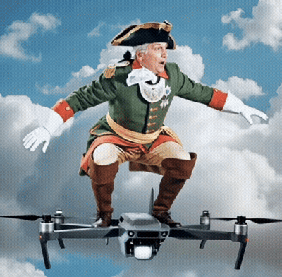 Man In Military Uniform Riding Drone GIF