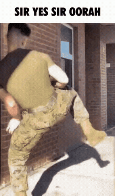 Man In Military Uniform Running Away GIF