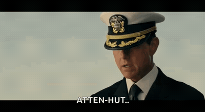 Man In Military Uniform Saluting Atten-Hut GIF