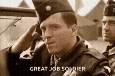 Man In Military Uniform Saluting Man In Car GIF