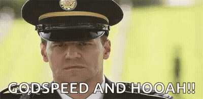 Man In Military Uniform Saying Godspeed And Hooah GIF