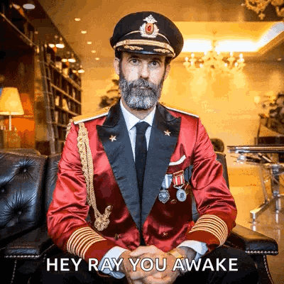 Man In Military Uniform Saying Hey Ray You Awake GIF