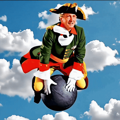 Man In Military Uniform Sitting On Ball GIF