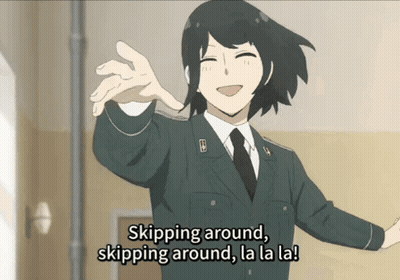 Man In Military Uniform Skipping Around GIF