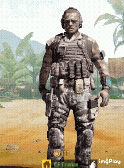 Man In Military Uniform Standing In Front Of 150 VIP Drunken Sign GIF