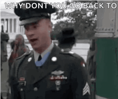 Man In Military Uniform Talking GIF