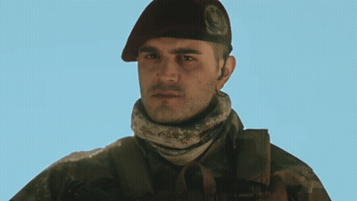Man In Military Uniform With Beret Letter O GIF