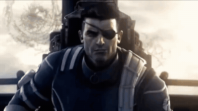 Man In Military Uniform With Eyepatch Sitting On Boat GIF