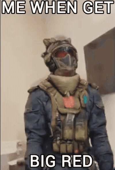Man in Military Uniform With Helmet and Goggles in Bathroom