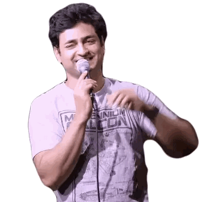 Man In Millennium Falcon T-Shirt Holding Microphone Sticker