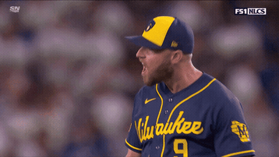 Man in Milwaukee Baseball Jersey Number 9