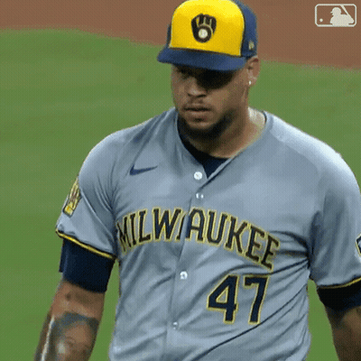 Man In Milwaukee Jersey And Hat GIF