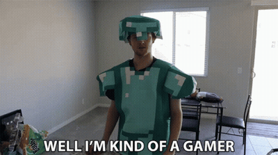 Man In Minecraft Costume Says Well I'm Kind Of A Gamer GIF