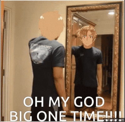 Man In Mirror Oh My God Big One Time GIF