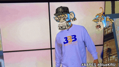 Man In Monkey Mask And 333 Shirt GIF
