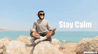 Man In Monkey Mask Lotus Position Saying Stay Calm GIF