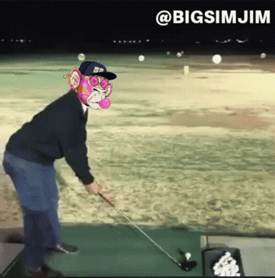 Man In Monkey Mask Swinging Golf Club GIF