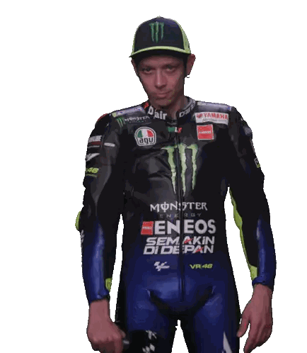 Man In Monster Energy Jacket And Yamaha Hat Sticker
