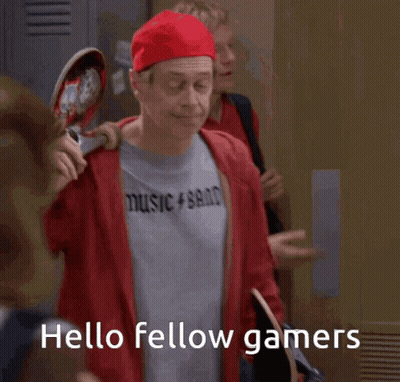 Man In Music Band Shirt Holding Skateboard Hello Fellow Gamers GIF