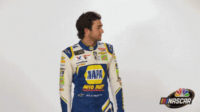 Man In Napa Racing Uniform Smiling With Question Mark GIF